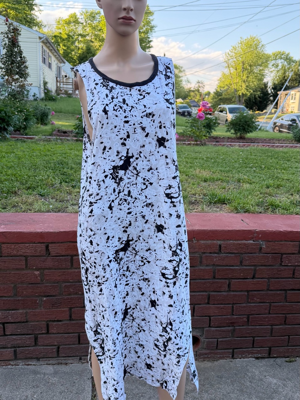 Vans Black & White Splatter Sleeveless Maxi Dress